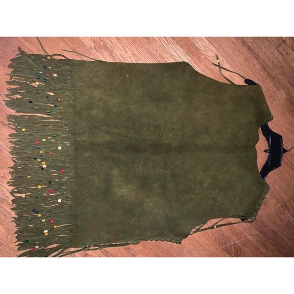 Vintage/ Retro / Groovy Handmade Leather Vest With Fringe , Concho’s & Beads - Picture 14 of 16